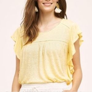 Deletta Ina Linen Flutter Sleeve Blouse